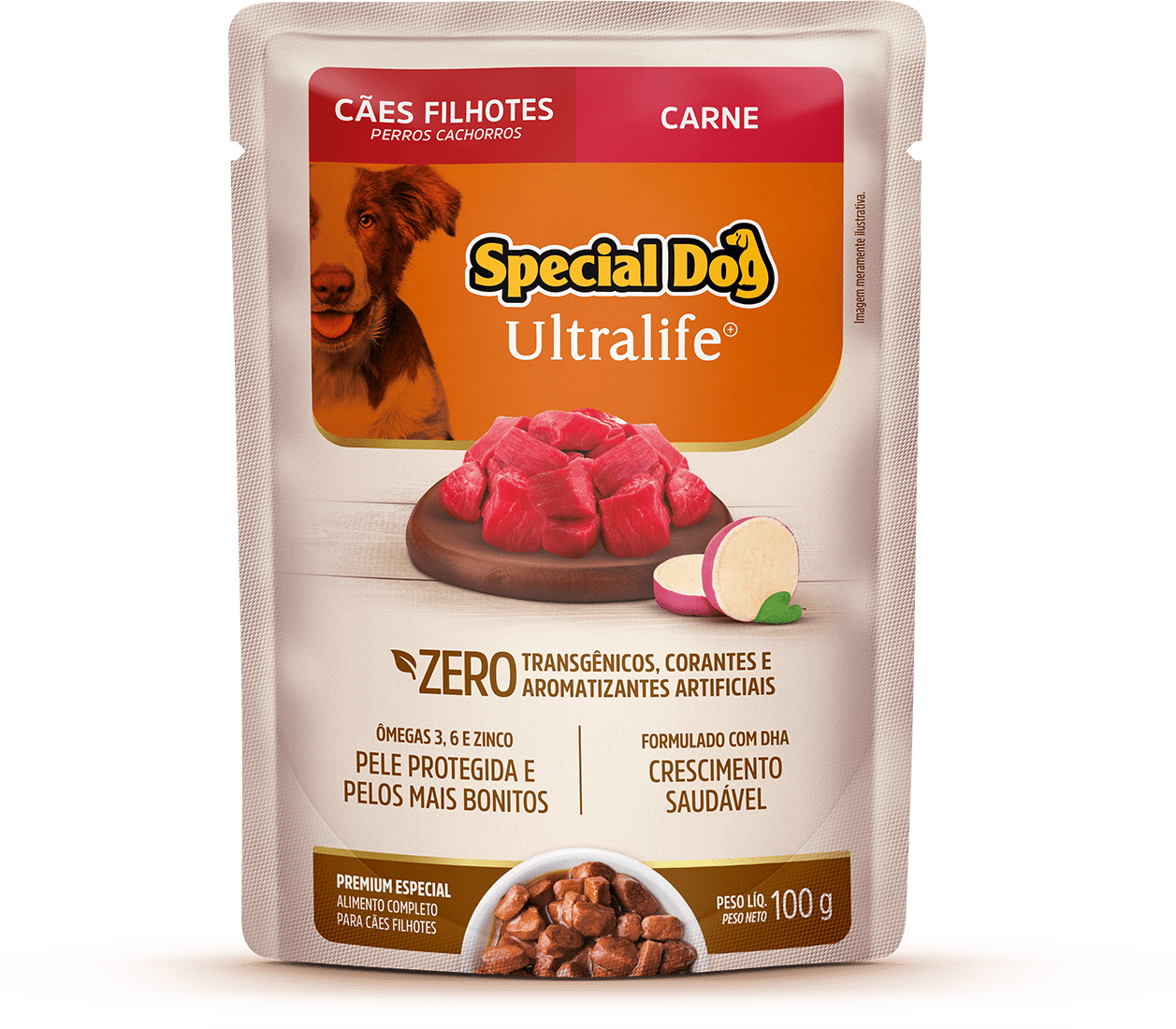 Sachet de alimento húmedo Special Dog sabor carne para cachorros